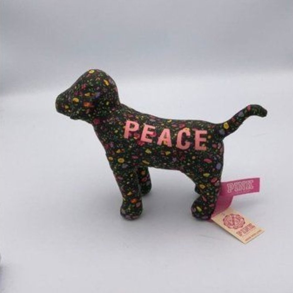 Victoria’s Secret PEACE Floral print Plush Dog NWT